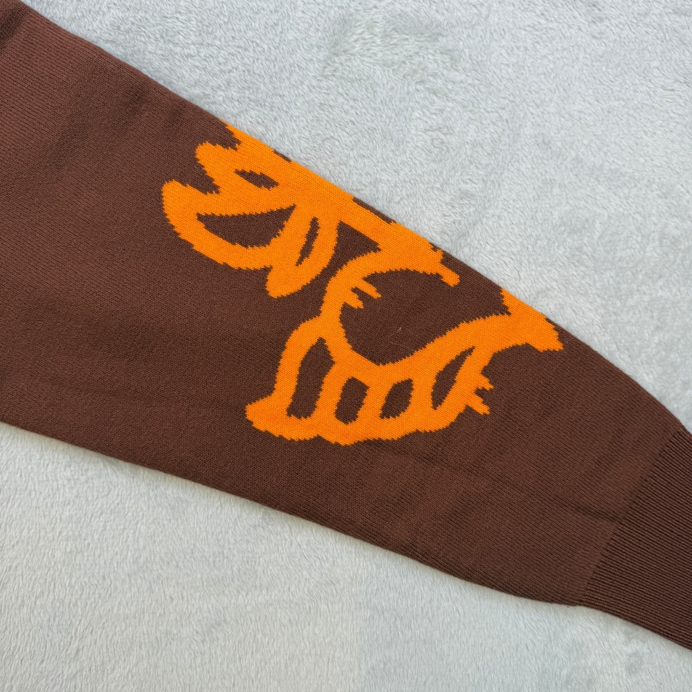 Rebel Minds Cardigan Mens Small Brown Orange Graffiti Cherub Angel Streetwear - Picture 3 of 7